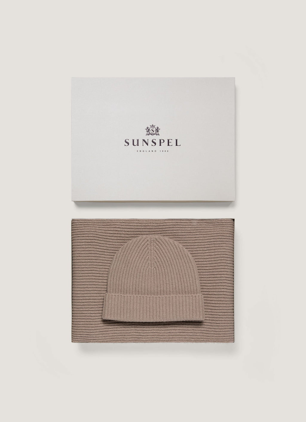 Coffret cadeau en cachemire marron chiné