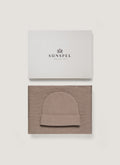 Coffret cadeau en cachemire marron chiné