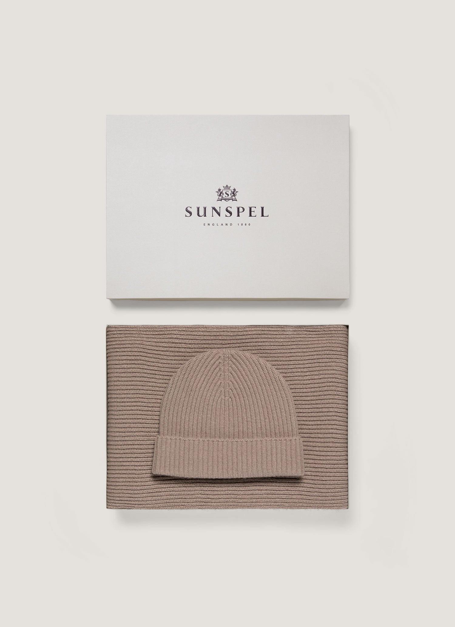 Coffret cadeau en cachemire marron chiné