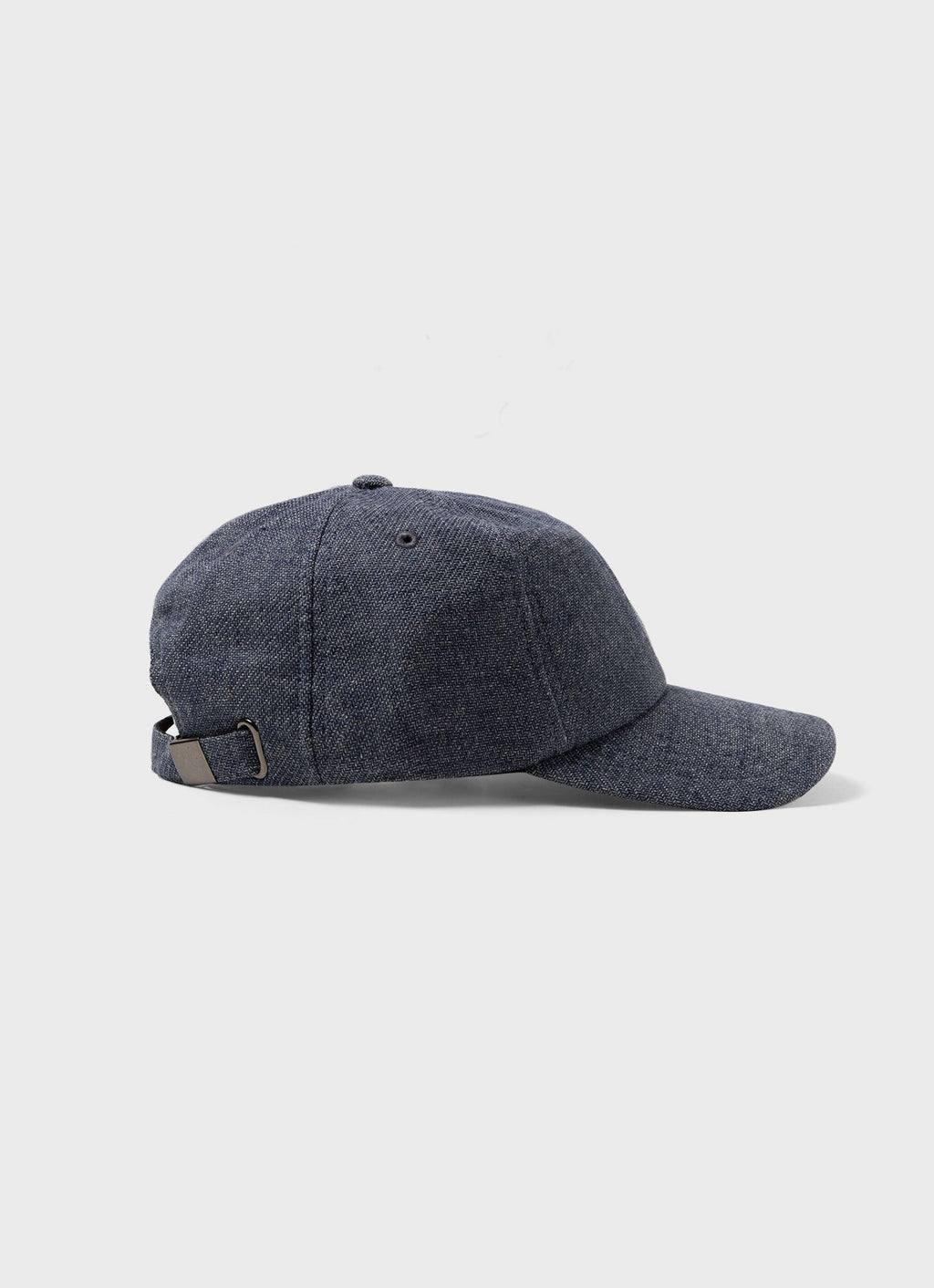 Casquette en sergé de coton et lin bleu jean