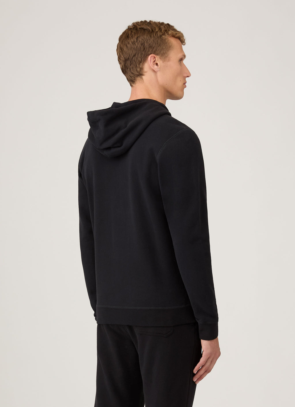 Sweat à capuche zippé en molleton bouclé pour homme - Noir