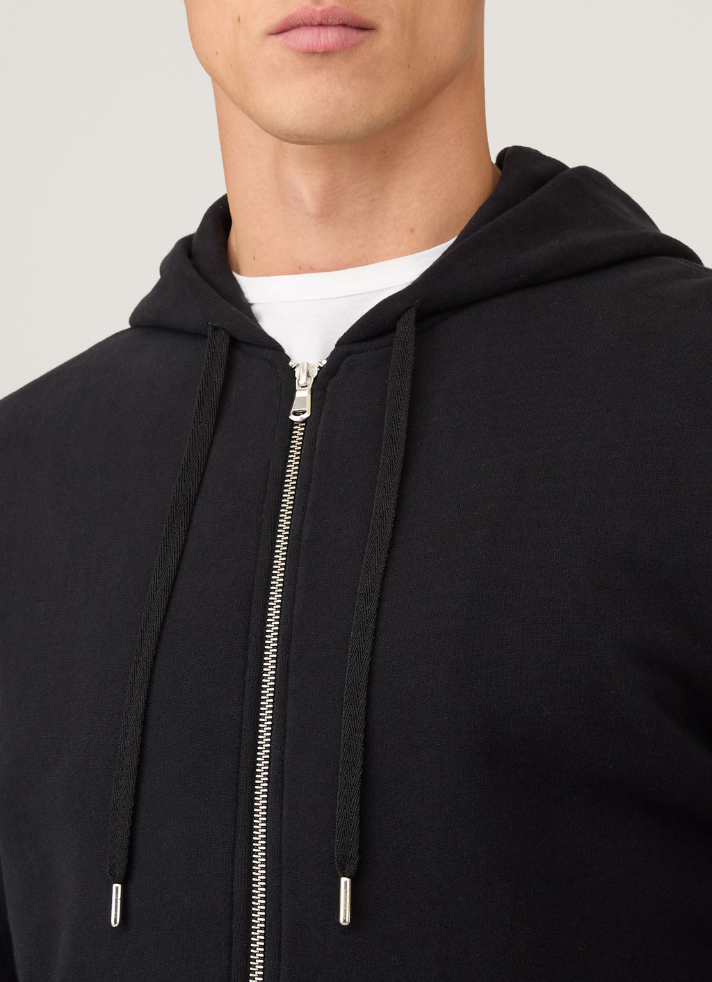 Sweat à capuche zippé en molleton bouclé pour homme - Noir
