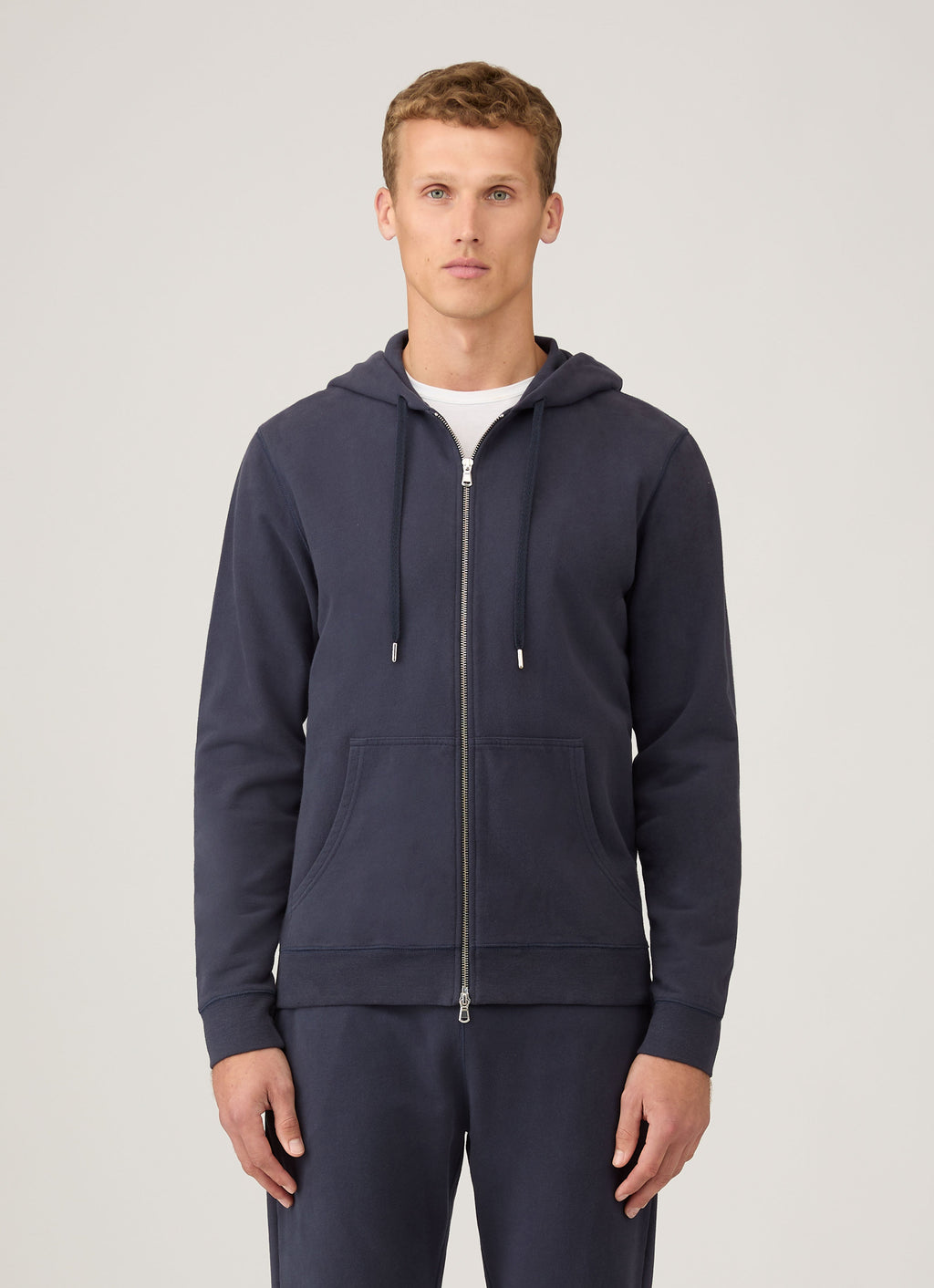 Sweat à capuche zippé en molleton pour homme - Marine