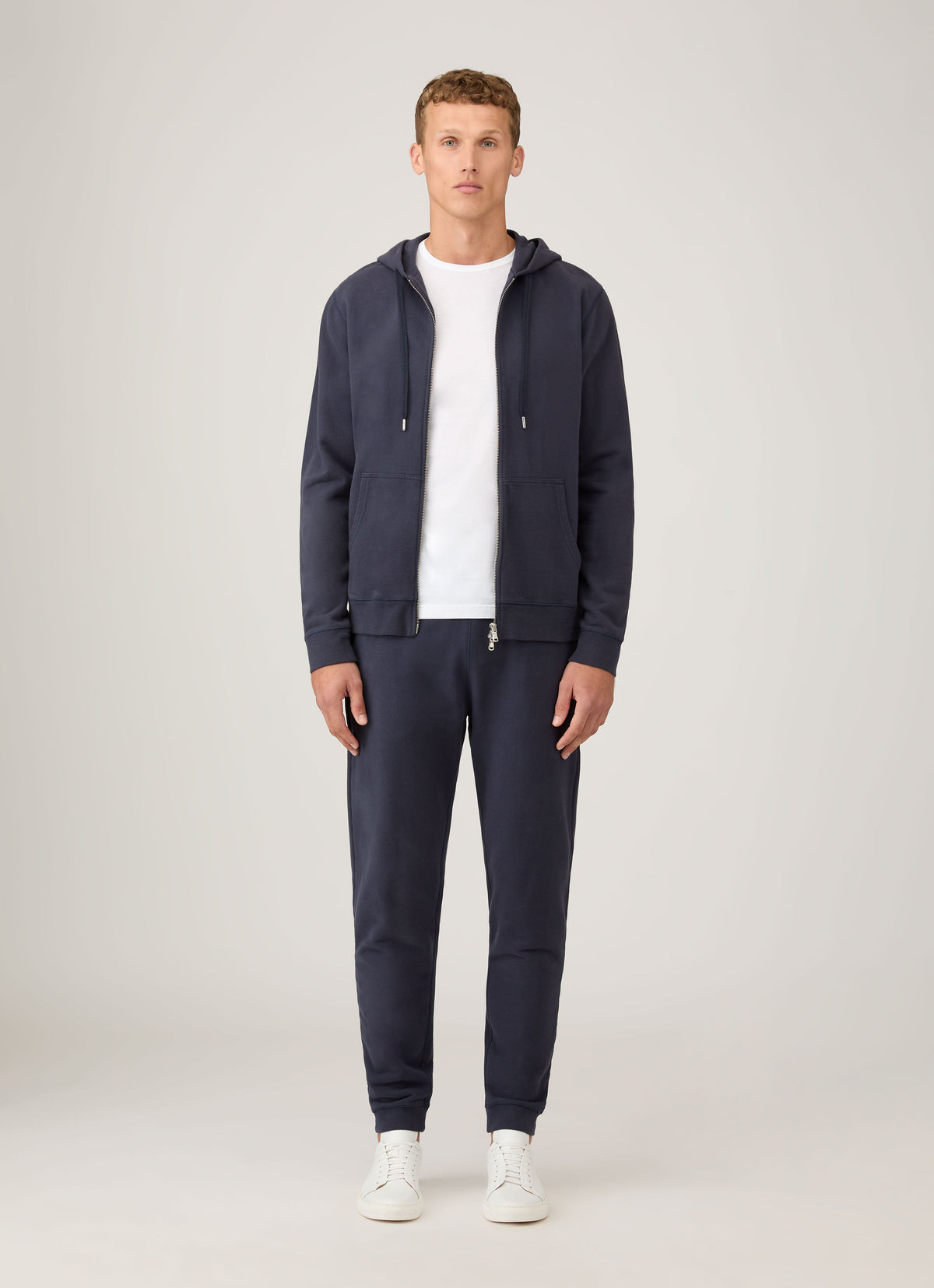 Sweat à capuche zippé en molleton pour homme - Marine
