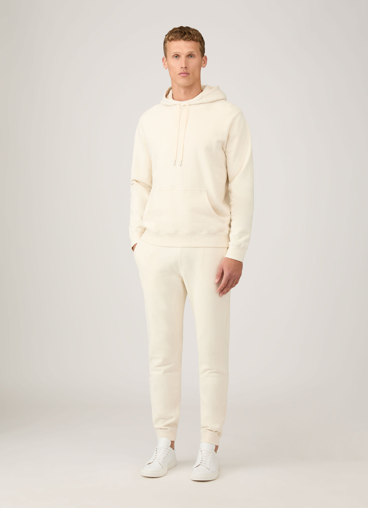 Sweat à capuche bouclette non teint pour homme
