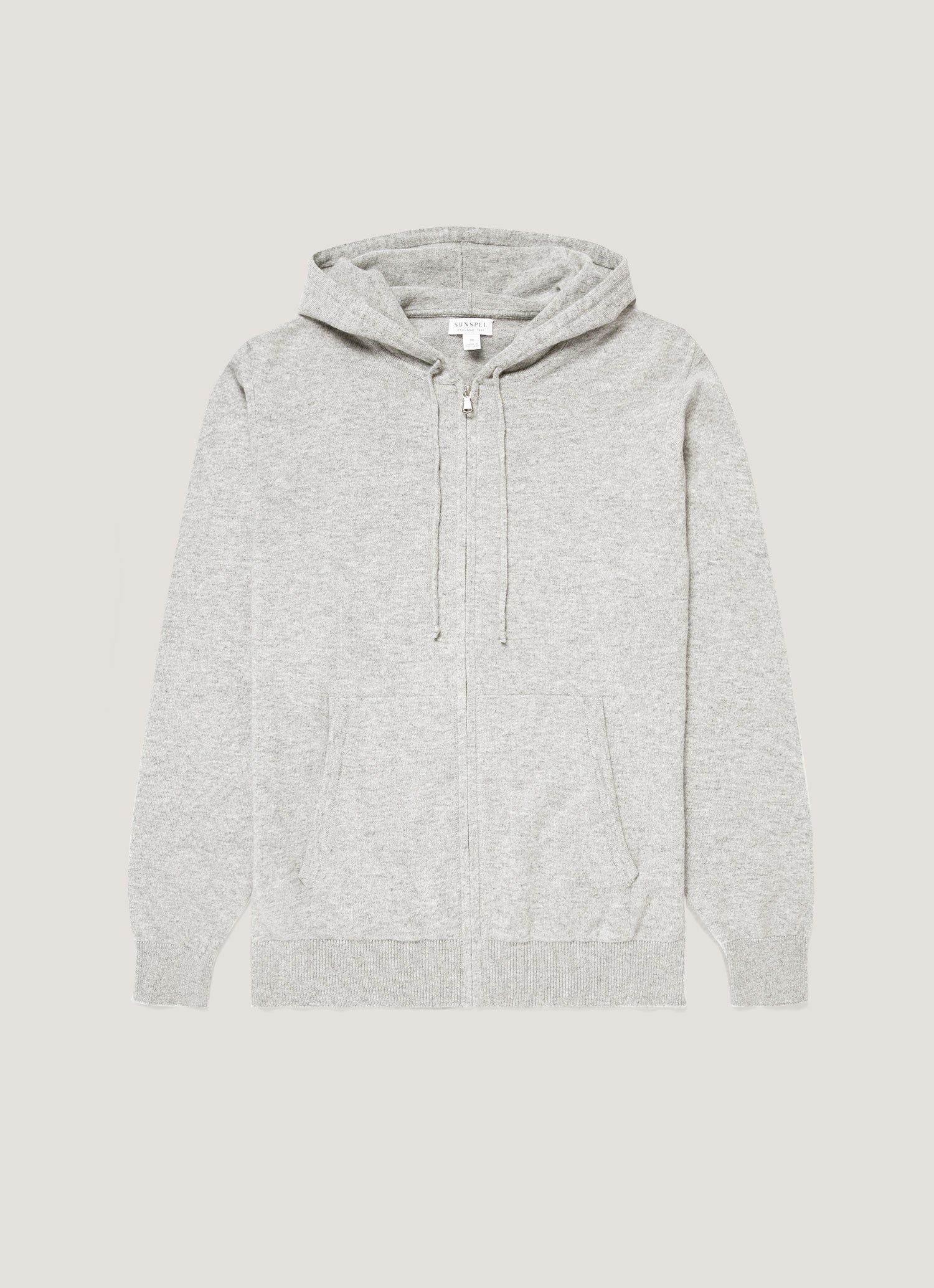 Sweat à capuche en cachemire pour homme gris chiné