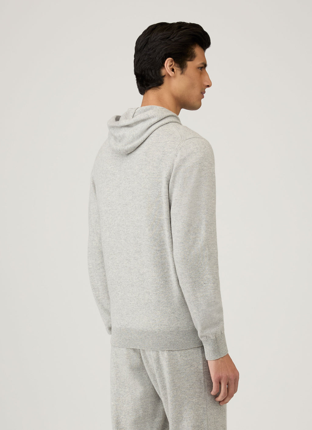 Sweat à capuche en cachemire pour homme gris chiné