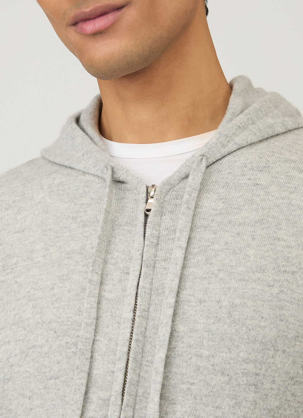 Sweat à capuche en cachemire pour homme gris chiné