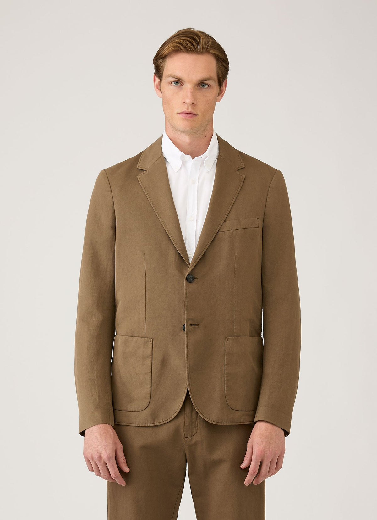 Blazer en coton et lin pour homme, couleur cèdre foncé