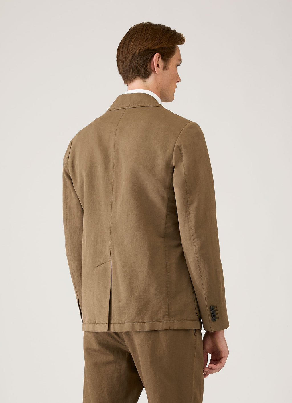 Blazer en coton et lin pour homme, couleur cèdre foncé