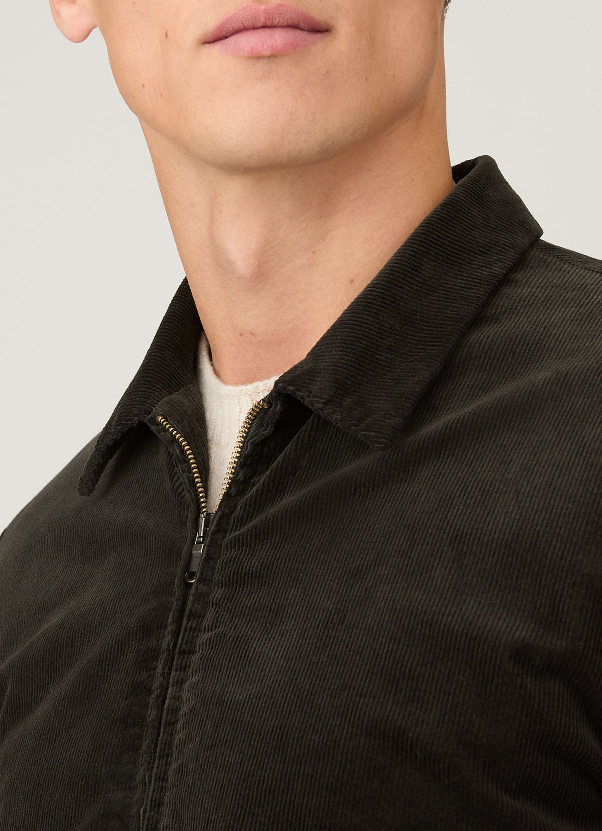 Blouson Harrington en velours côtelé vert foncé pour homme