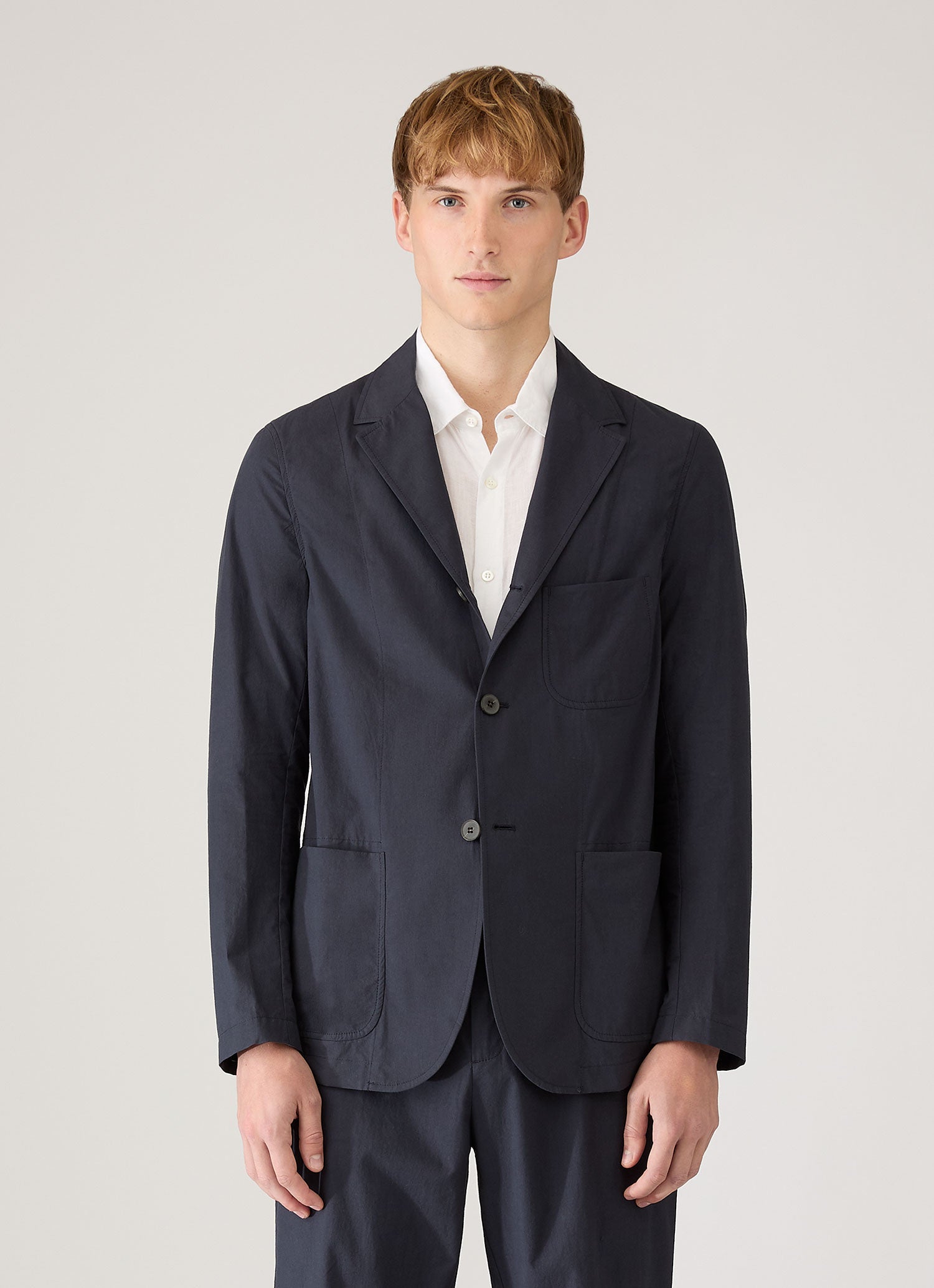 Men's Lightweight Cotton Poplin Blazer in Navy