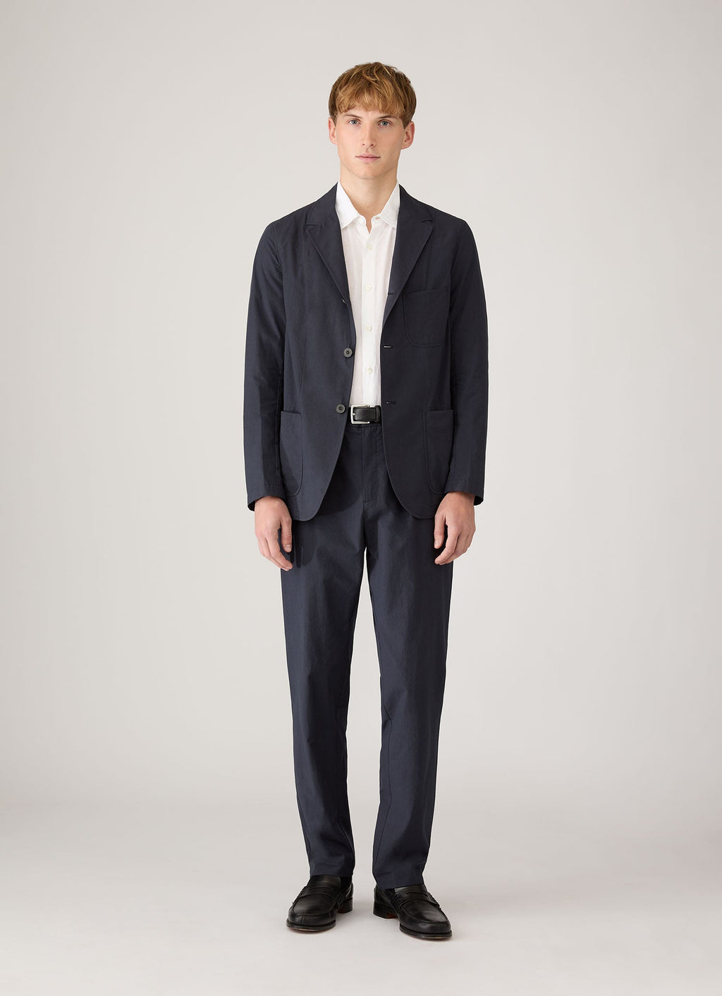 Men's Lightweight Cotton Poplin Blazer in Navy