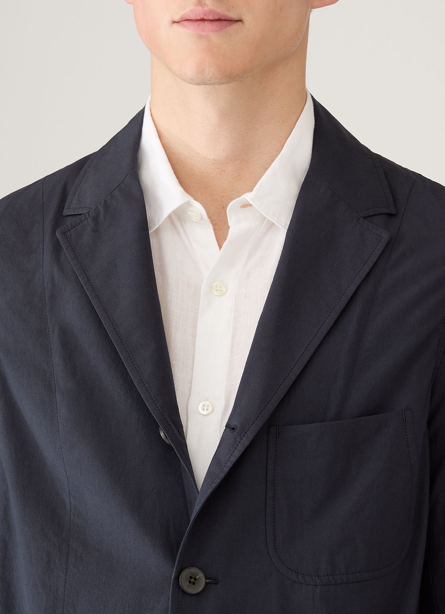 Men's Lightweight Cotton Poplin Blazer in Navy