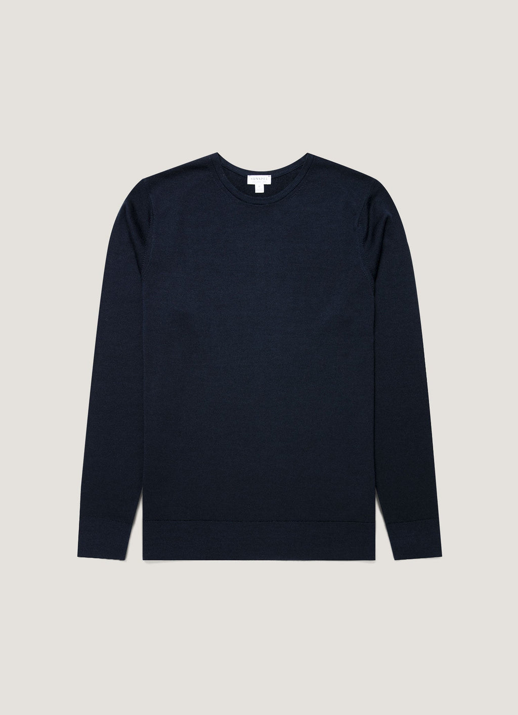 Col rond en mérinos extrafin pour homme, bleu marine