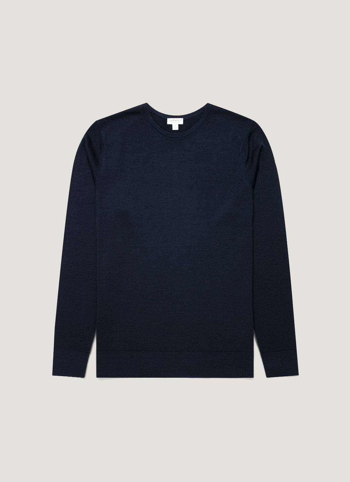 Col rond en mérinos extrafin pour homme, bleu marine