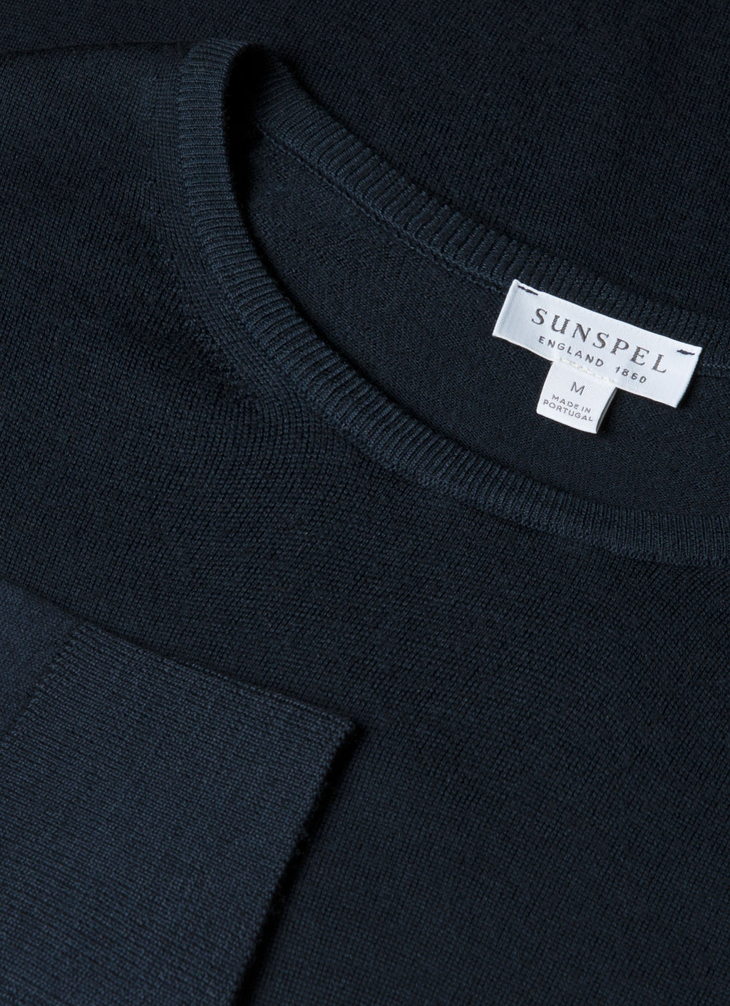 Col rond en mérinos extrafin pour homme, bleu marine
