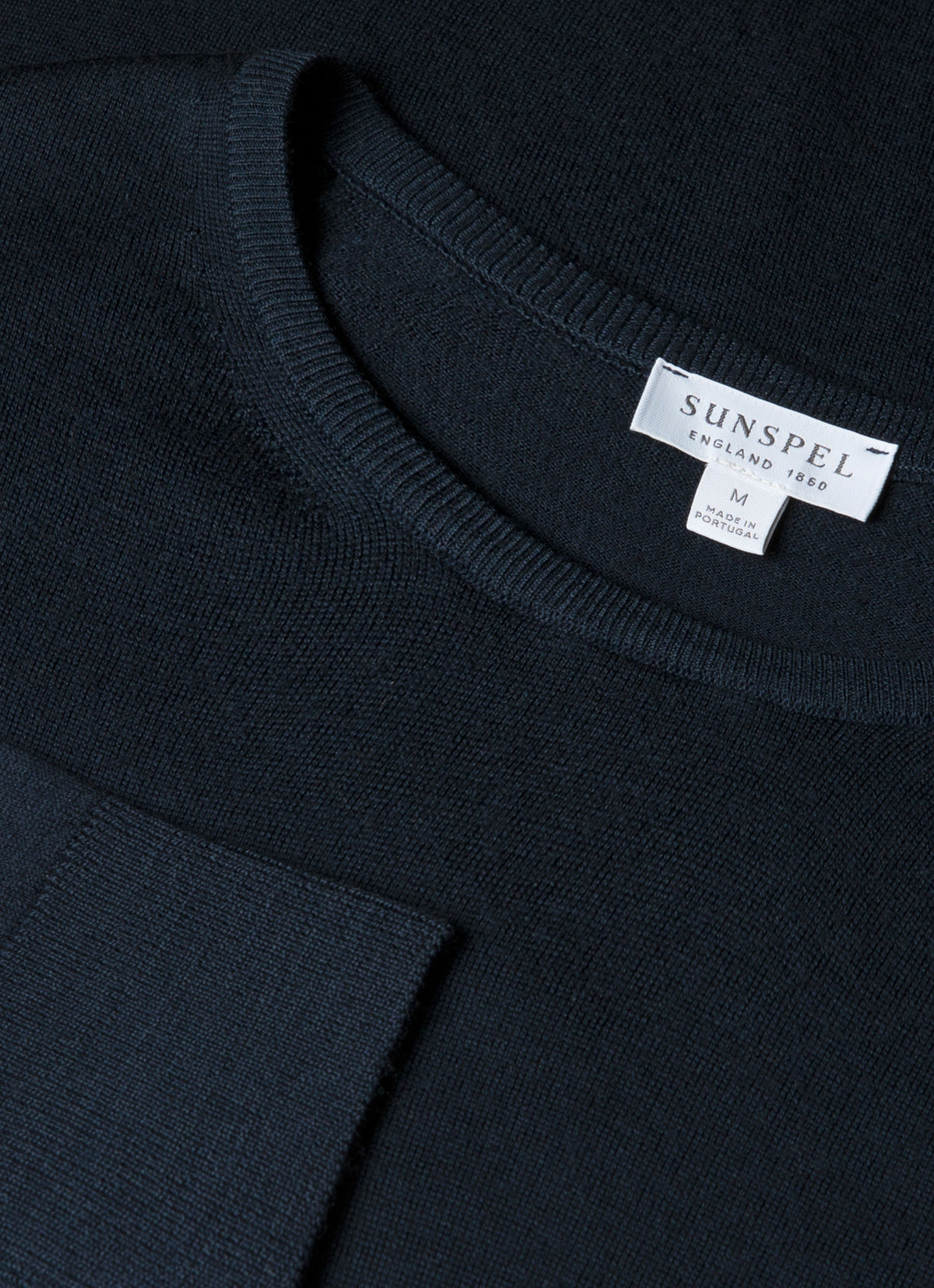Col rond en mérinos extrafin pour homme, bleu marine