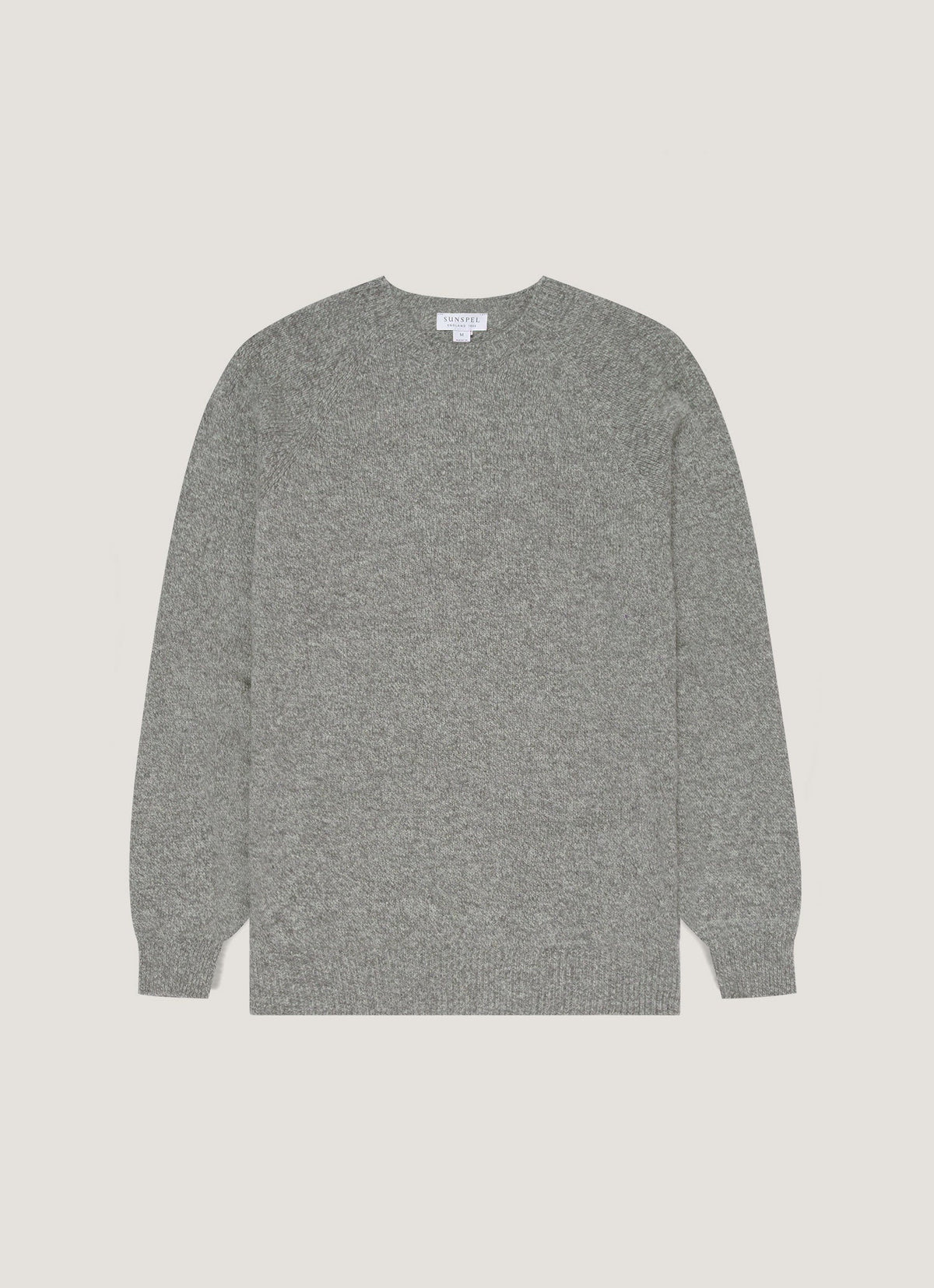 Pull ras-du-cou en laine d'agneau pour homme, gris chiné