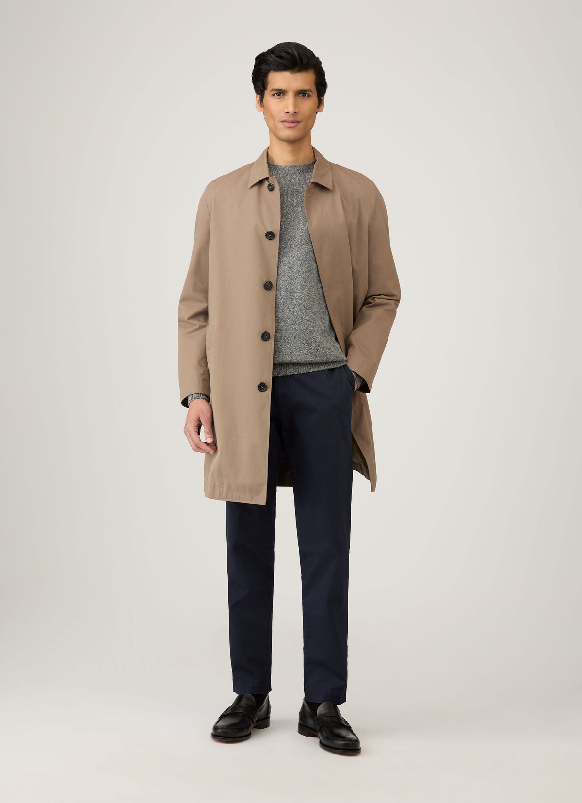 Pull ras-du-cou en laine d'agneau pour homme, gris chiné