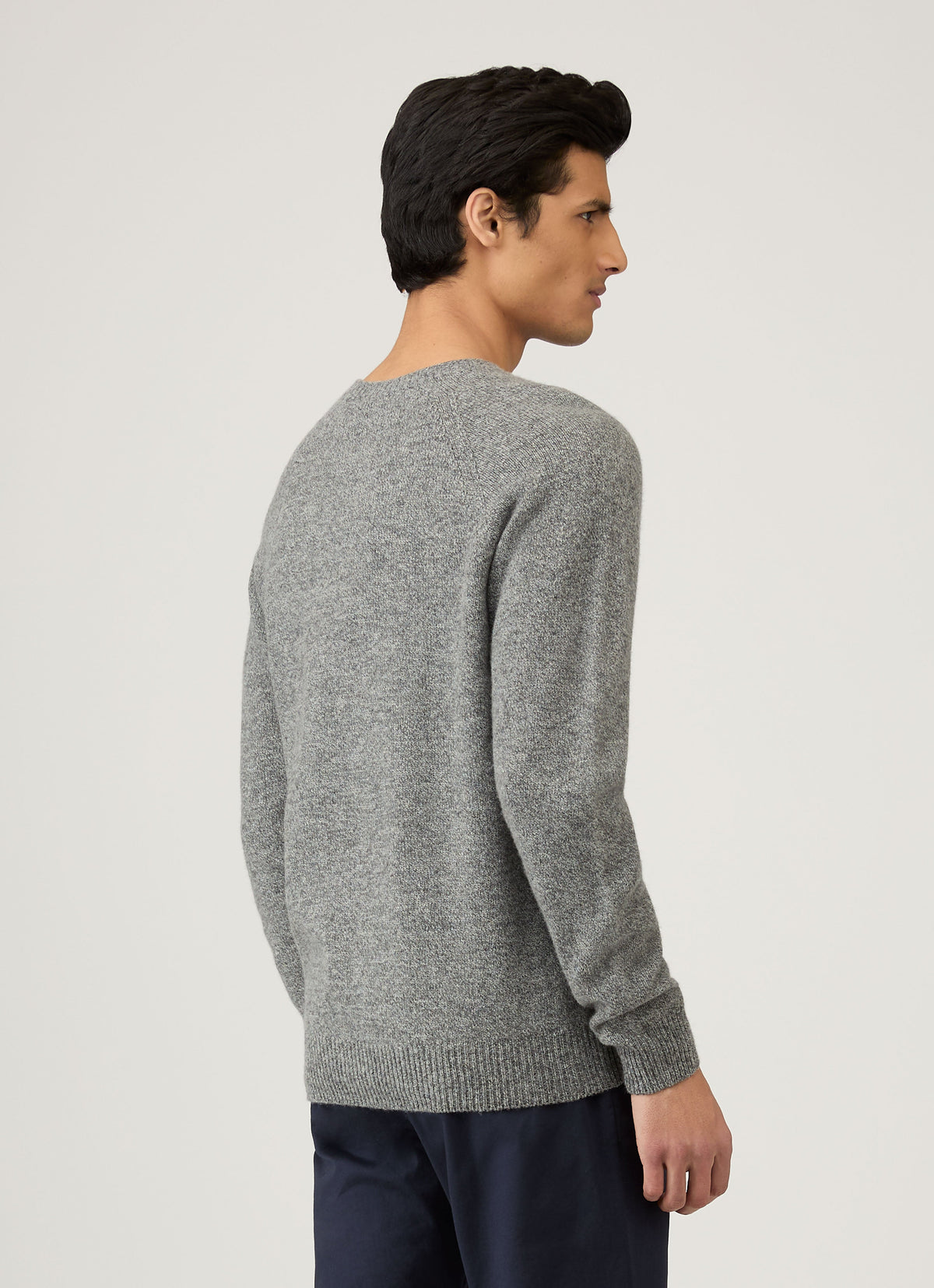 Pull ras-du-cou en laine d'agneau pour homme, gris chiné