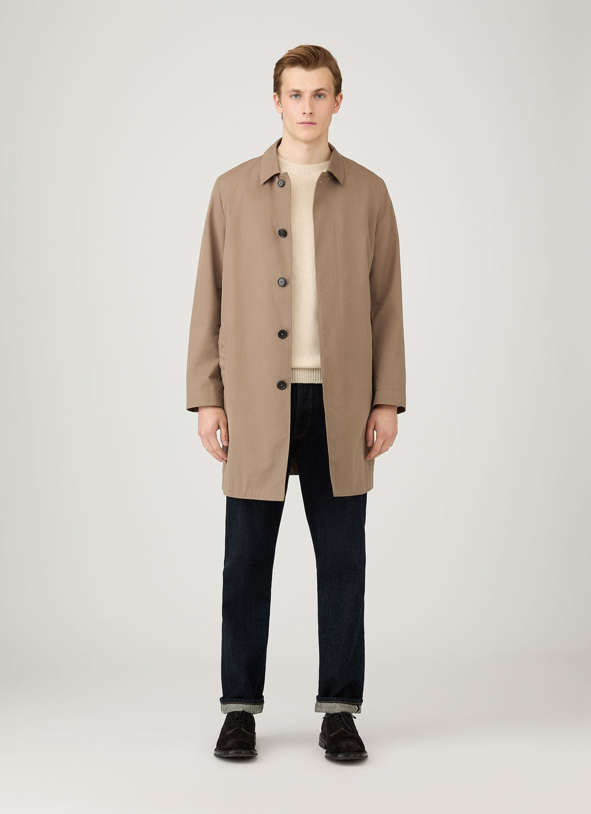 Pull ras du cou en lambswool pour homme, coloris écru