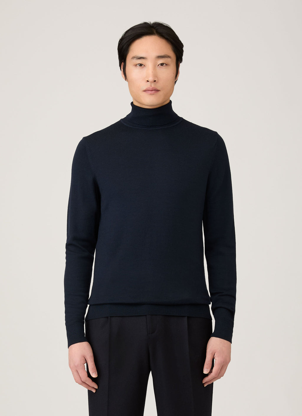 Men's Extra-Fine Merino Roll Neck in Navy