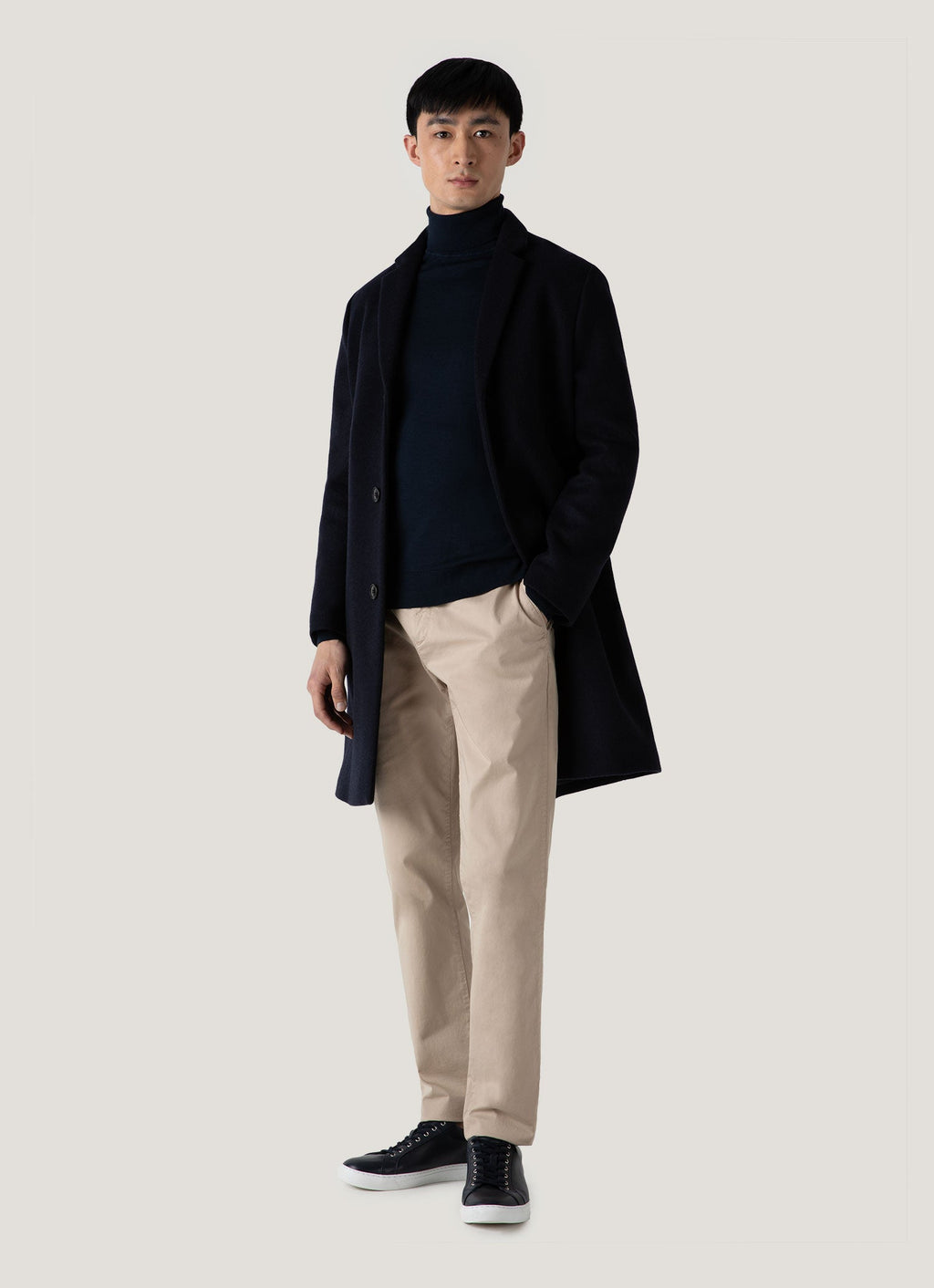 Col roulé homme en mérinos extrafin bleu marine clair