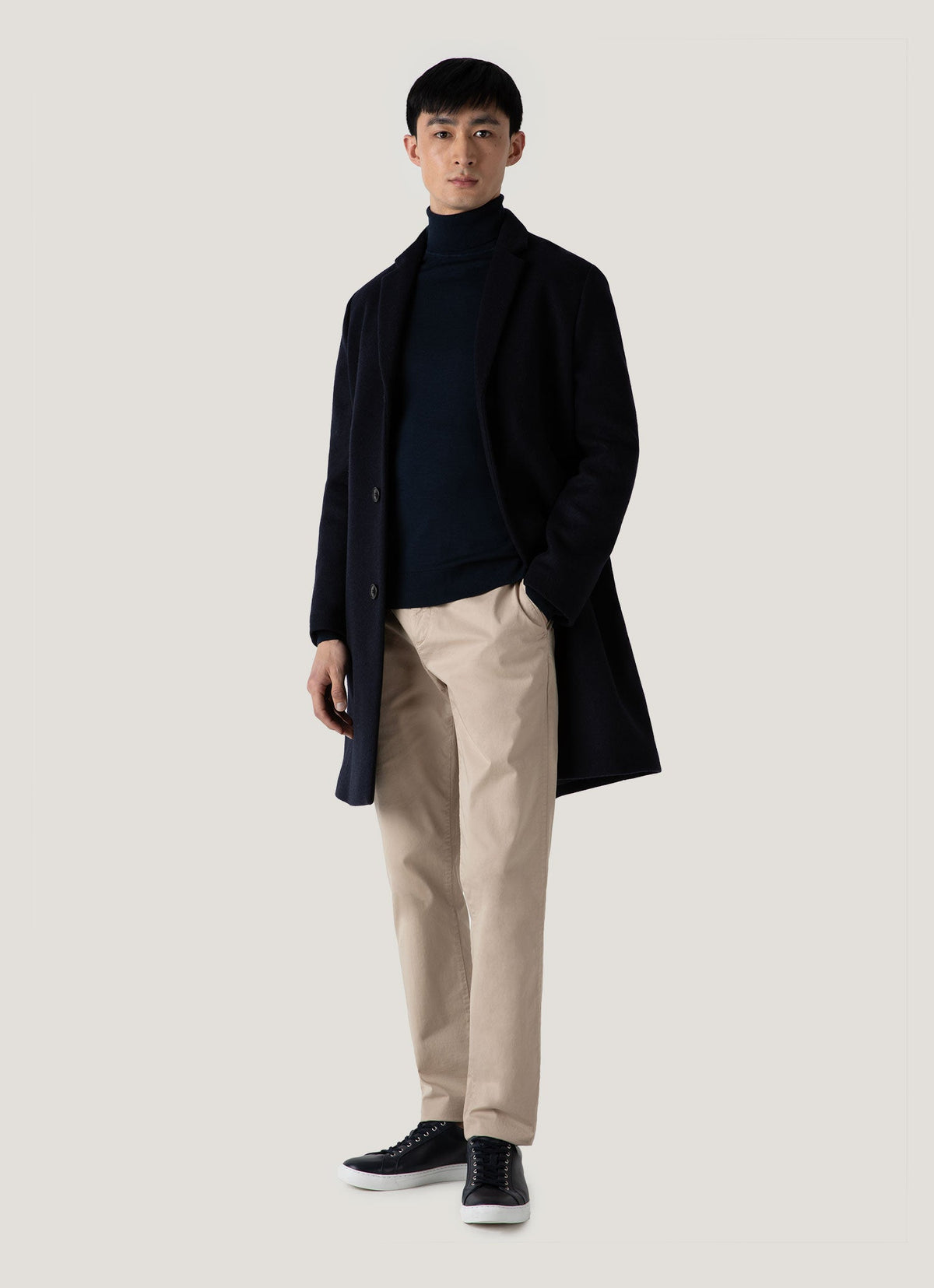 Col roulé homme en mérinos extrafin bleu marine clair
