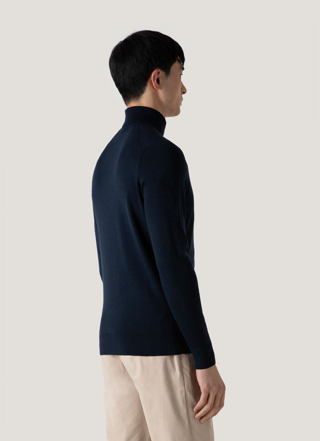 Col roulé homme en mérinos extrafin bleu marine clair
