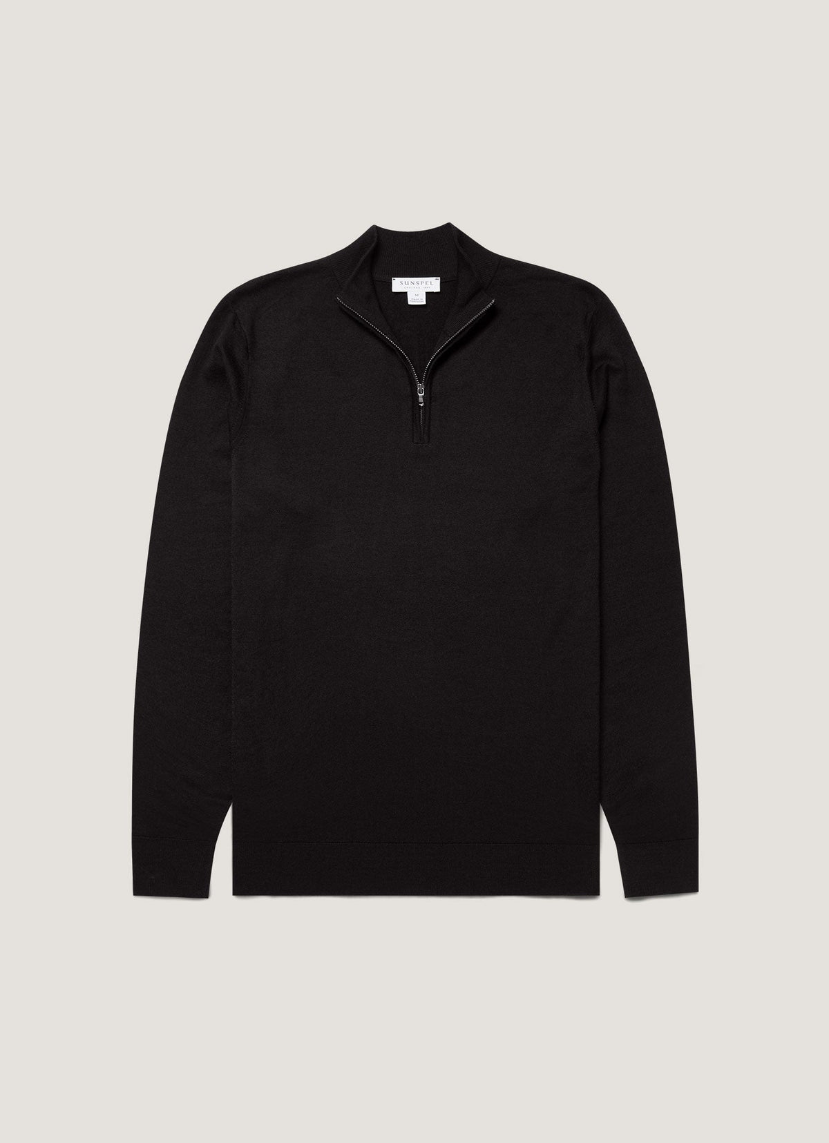 Col zippé homme en mérinos extrafin noir