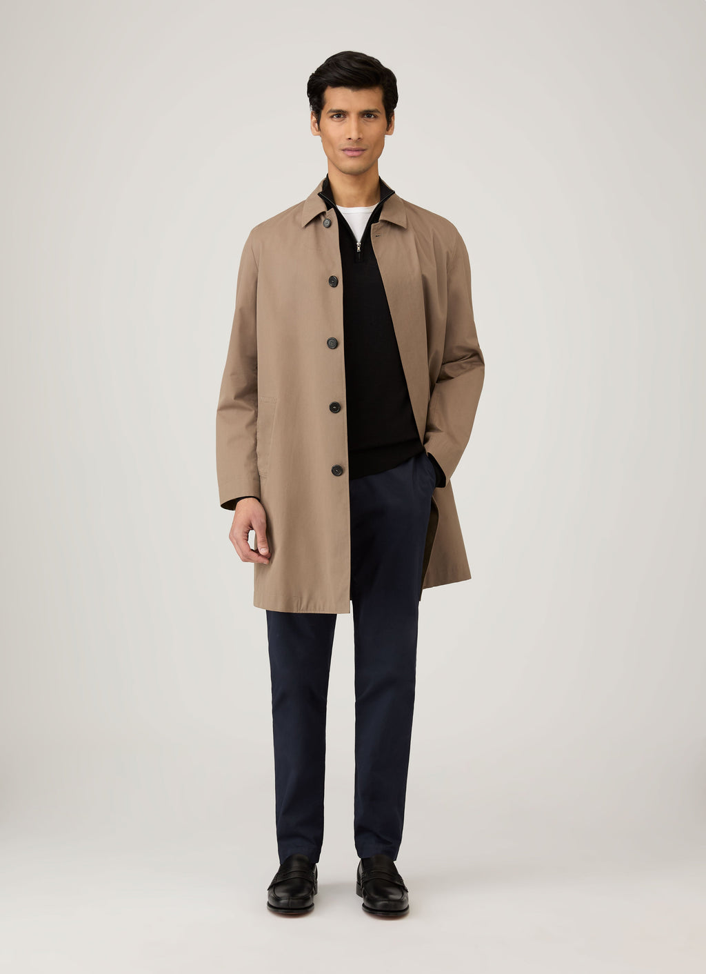 Col zippé homme en mérinos extrafin noir