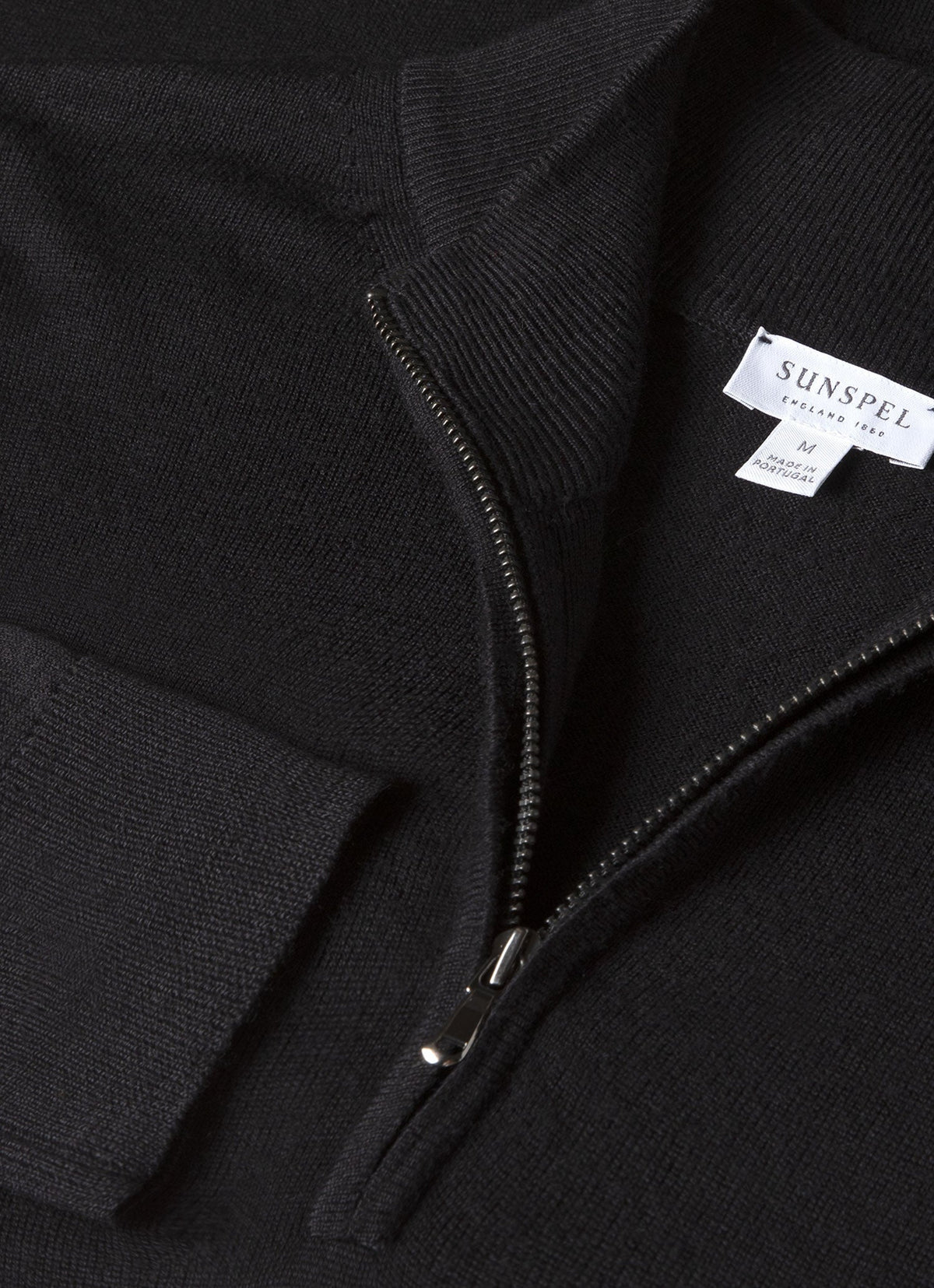 Col zippé homme en mérinos extrafin noir