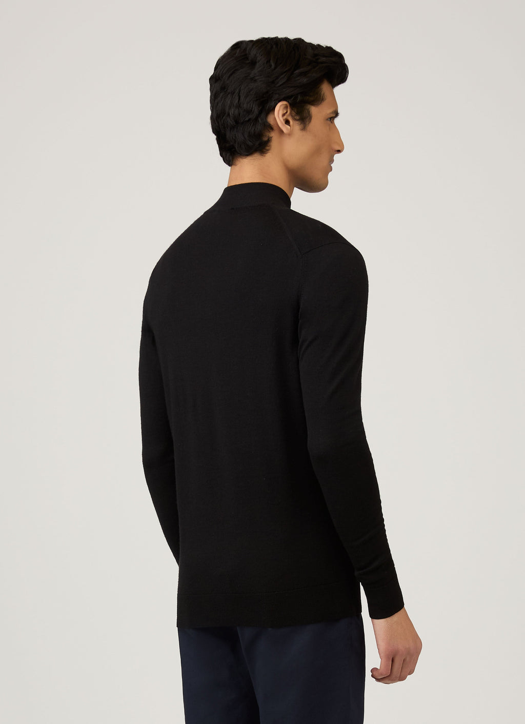 Col zippé homme en mérinos extrafin noir