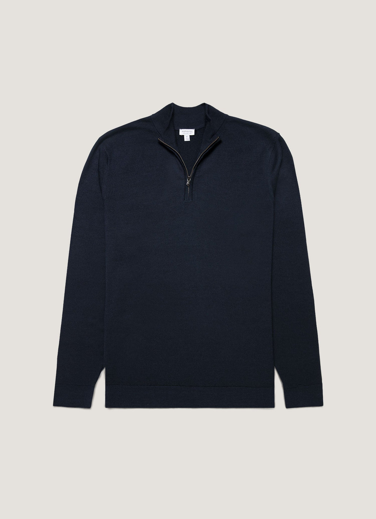 Col zippé homme en mérinos extrafin bleu marine