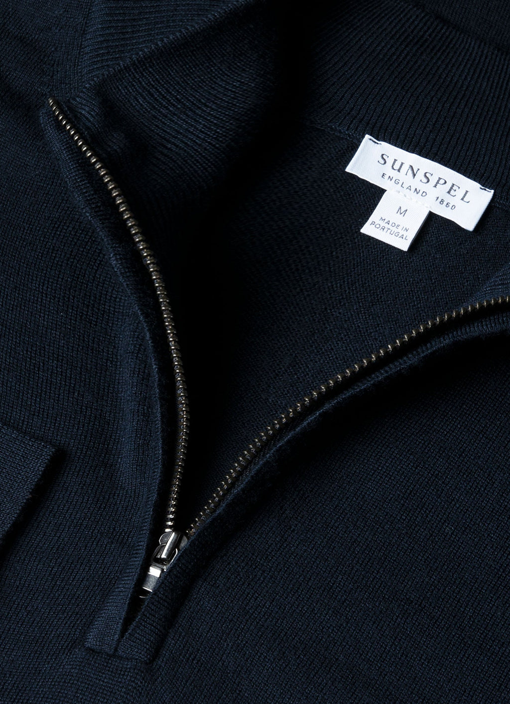 Col zippé homme en mérinos extrafin bleu marine