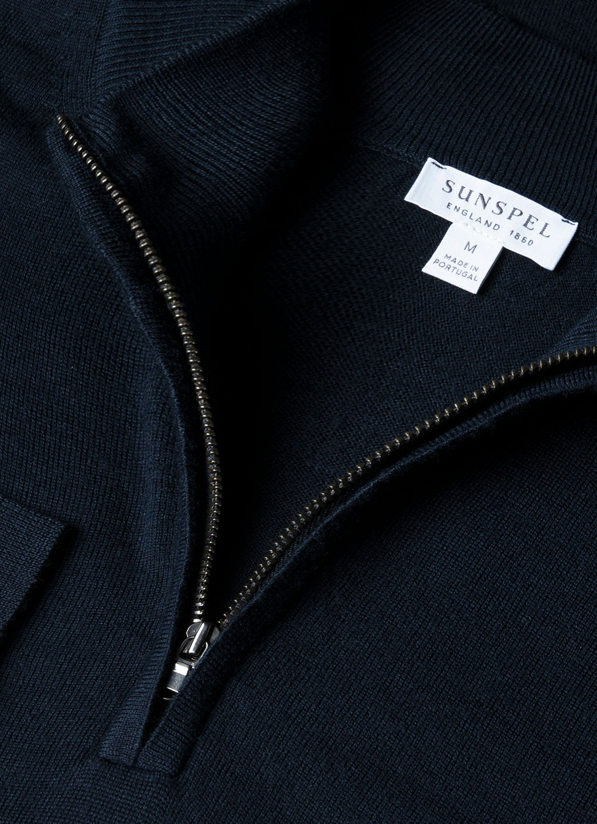 Col zippé homme en mérinos extrafin bleu marine