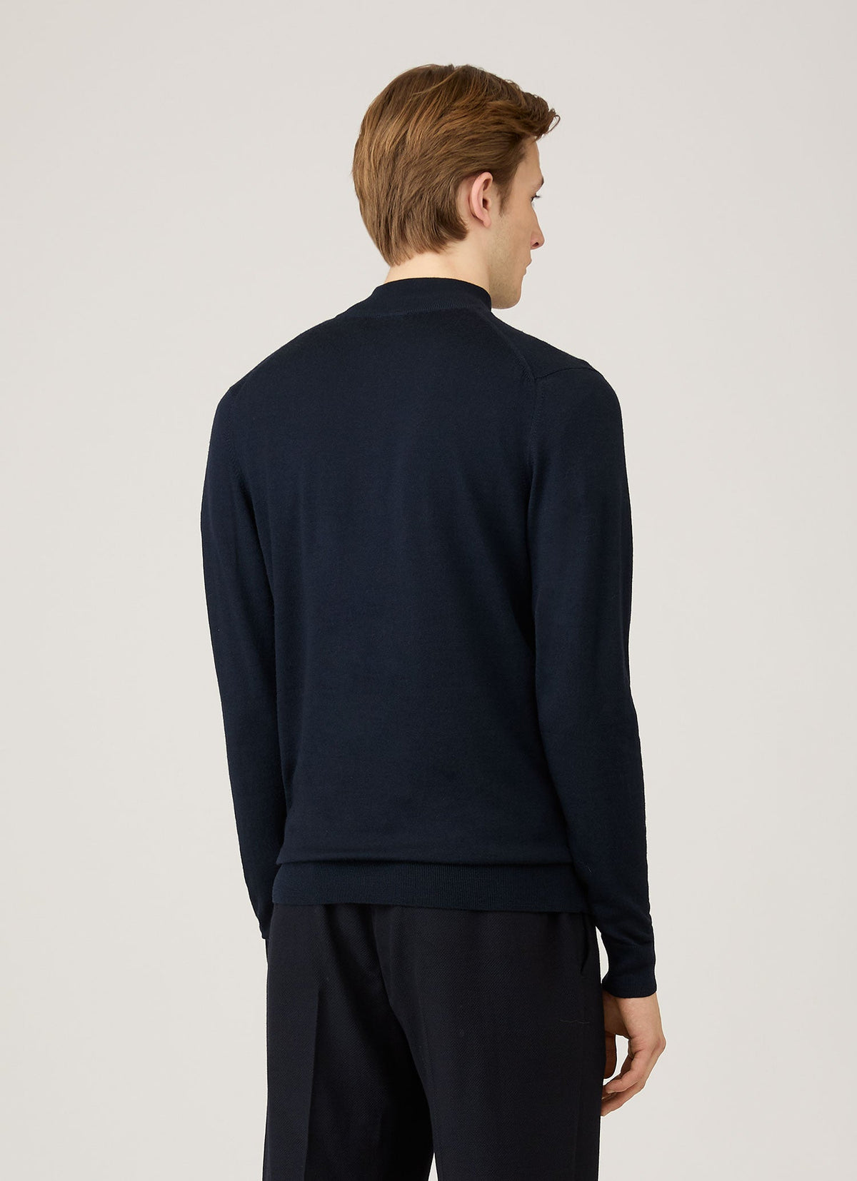 Col zippé homme en mérinos extrafin bleu marine