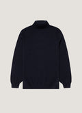 Col roulé en lambswool pour homme, coloris mouliné bleu marine foncé