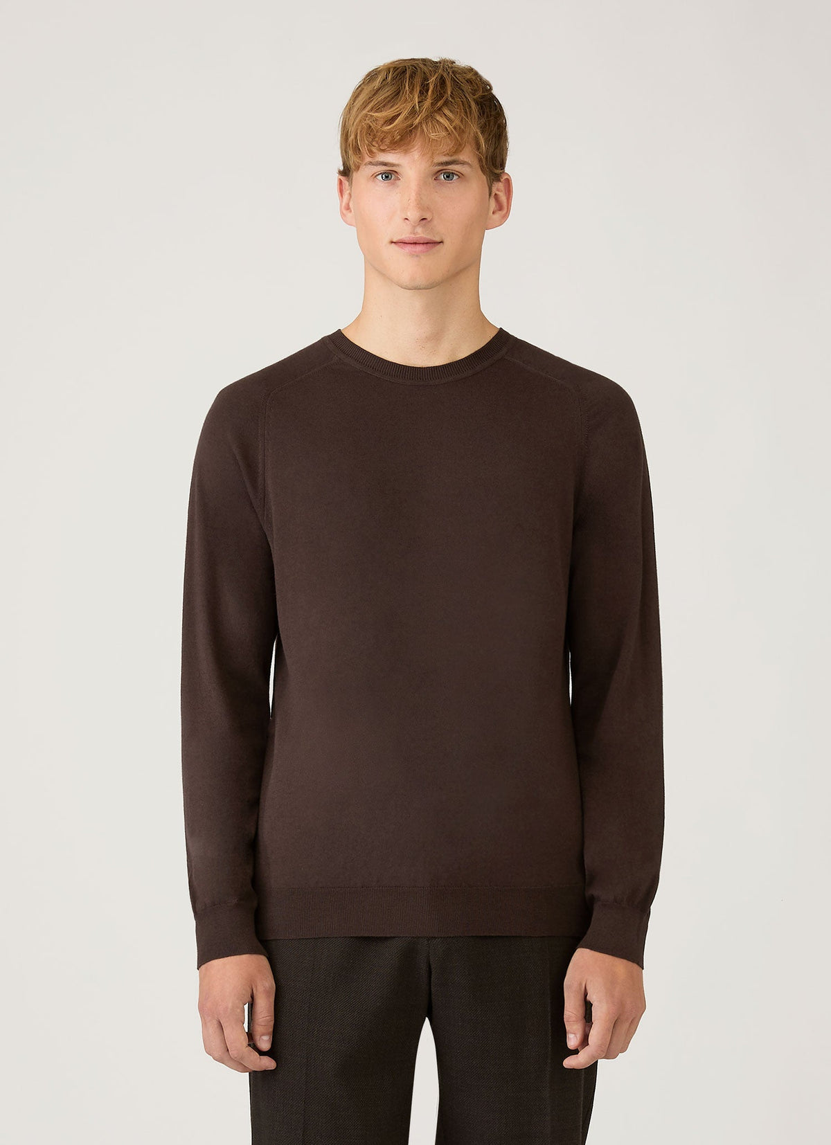 Pull Ras-du-Cou en Cachemire Sea Island Homme Chocolat Noir