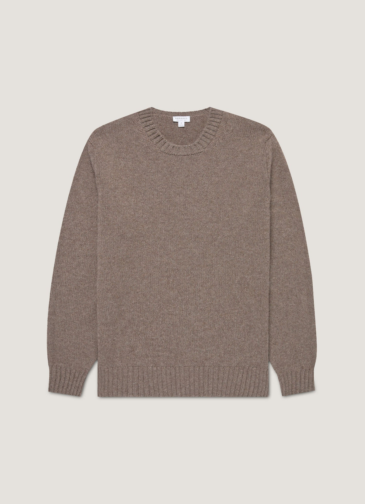 Pull col rond en cachemire homme coloris écorce