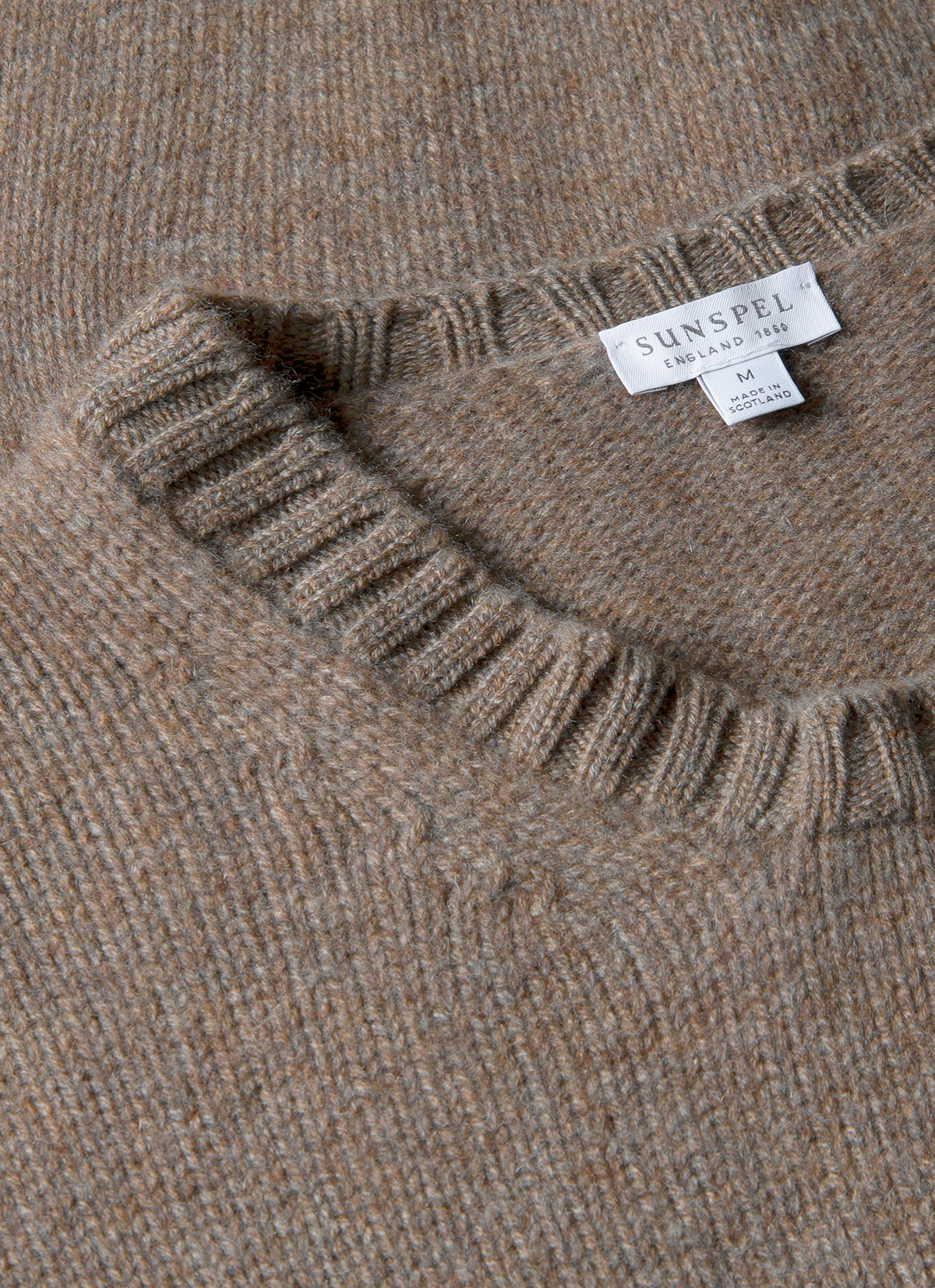 Pull col rond en cachemire homme coloris écorce