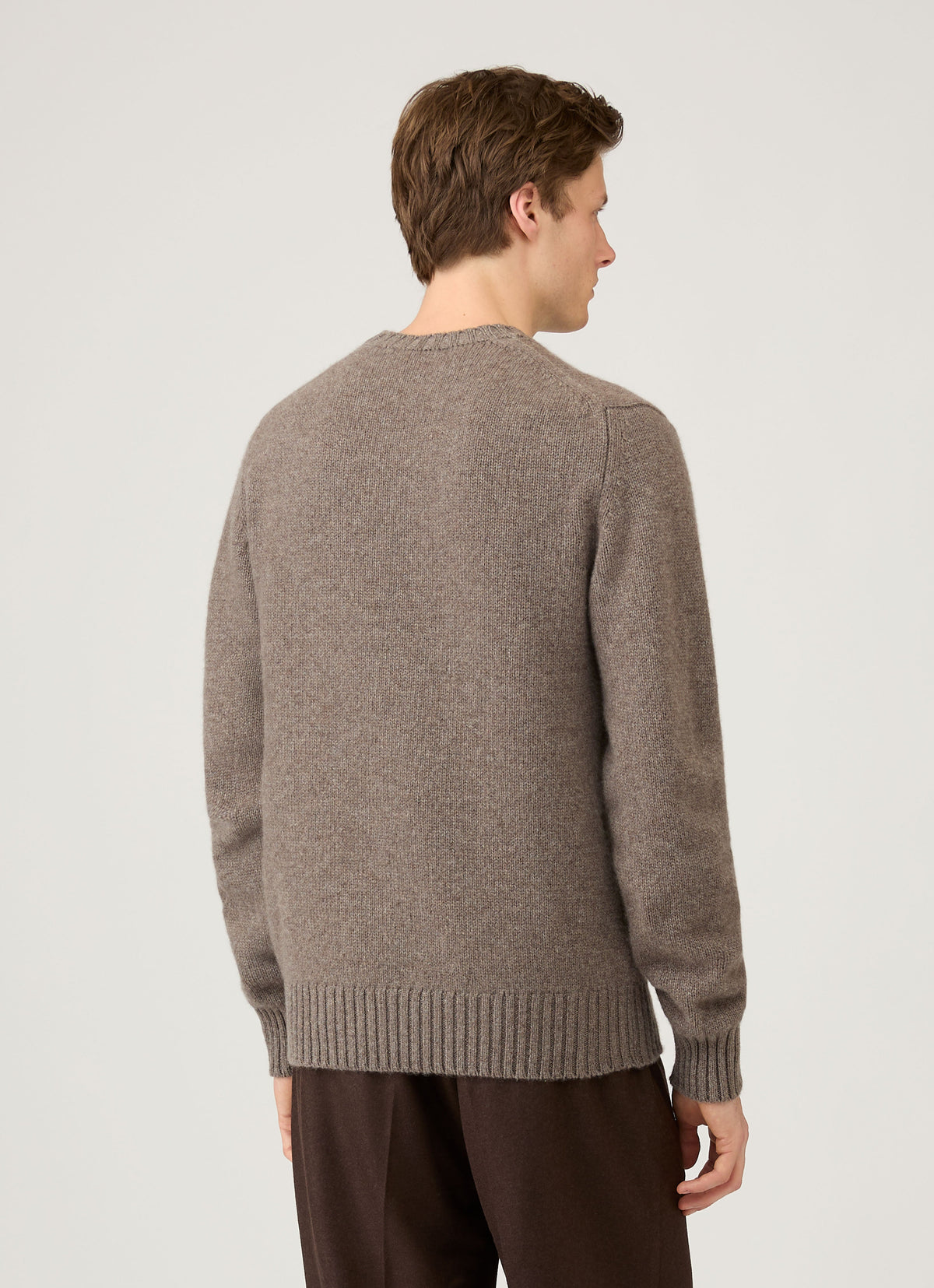 Pull col rond en cachemire homme coloris écorce
