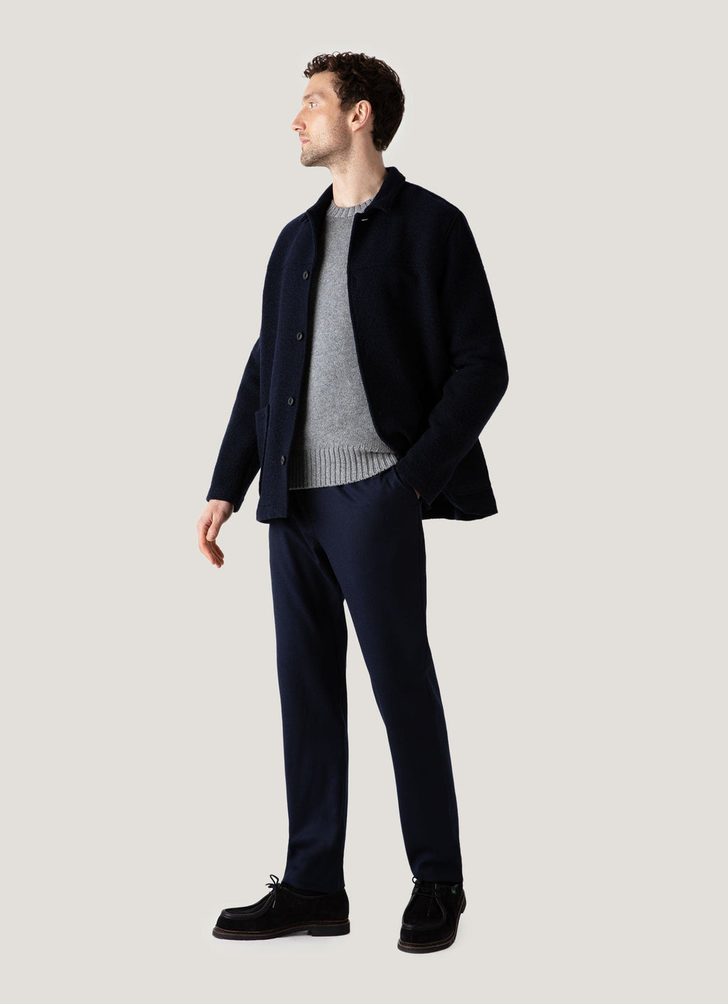 Men's Cashmere Jumper in Mid Grey Melange
