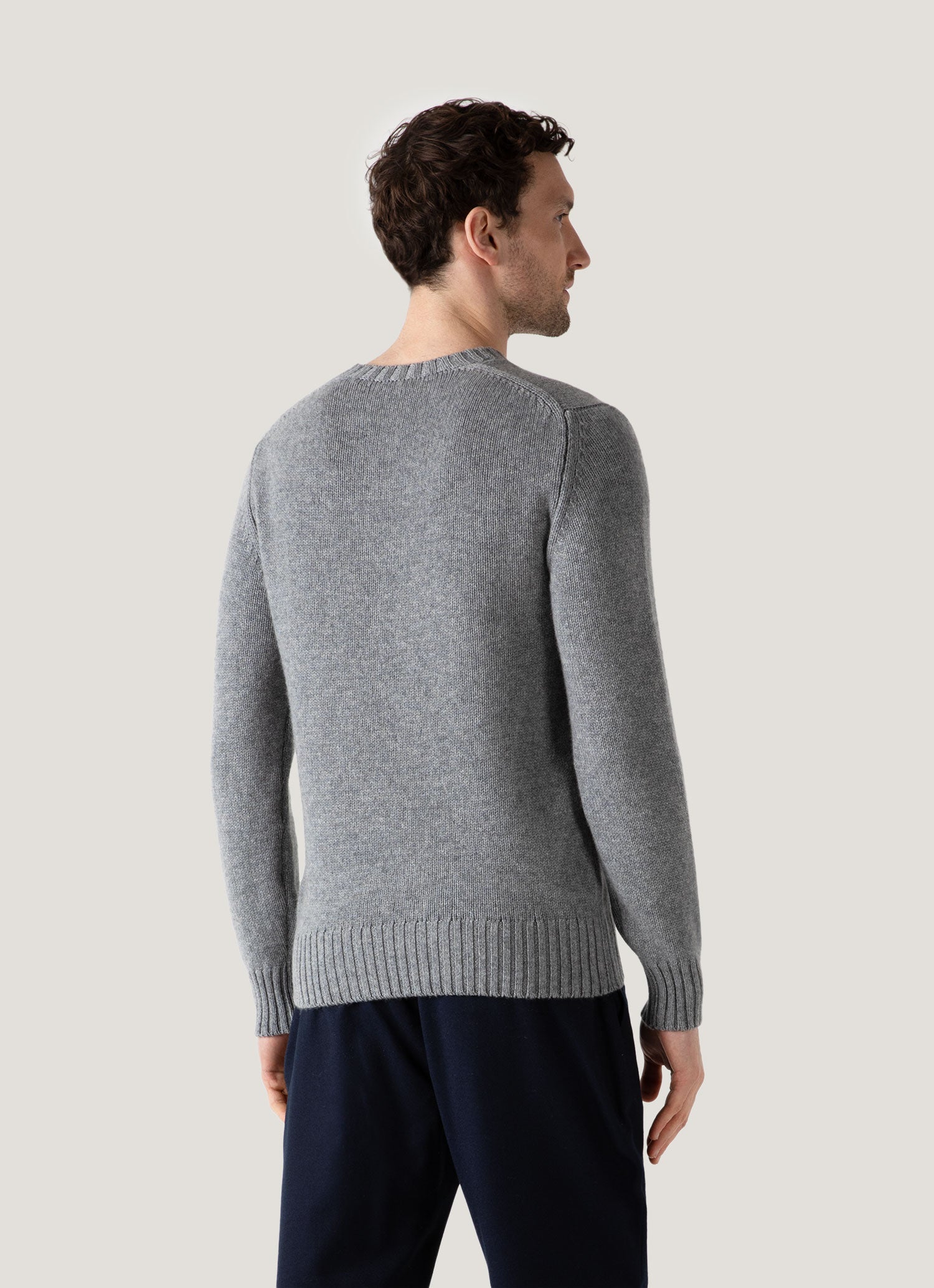 Men's Cashmere Jumper in Mid Grey Melange