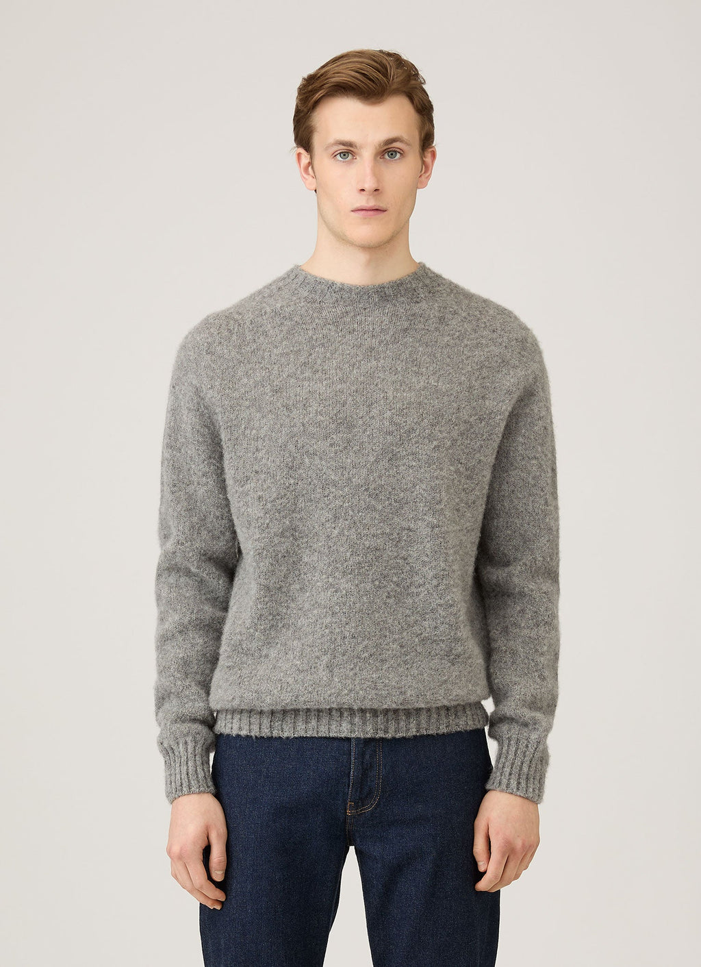Pull Ras du Cou Homme Gris Chiné Moyen