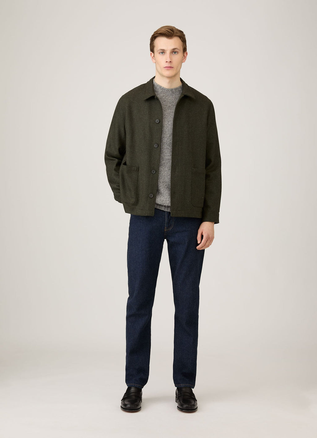 Pull Ras du Cou Homme Gris Chiné Moyen