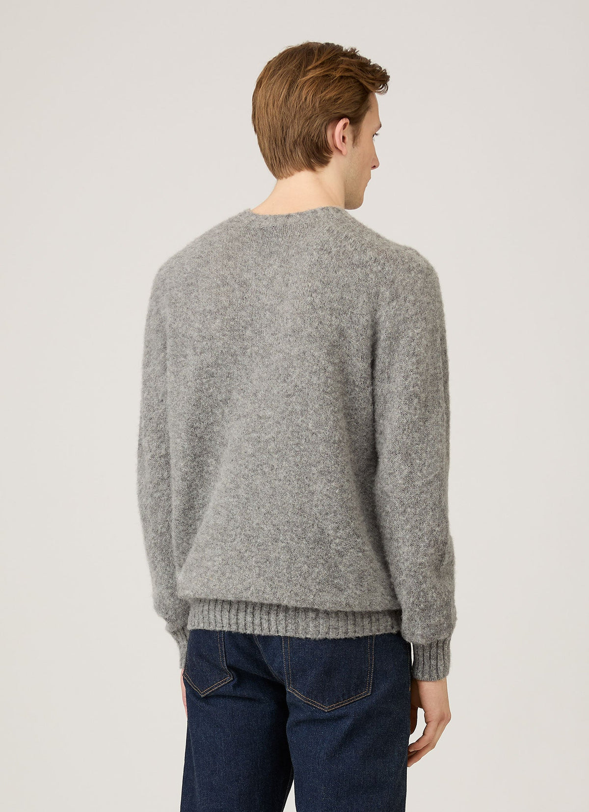 Pull Ras du Cou Homme Gris Chiné Moyen