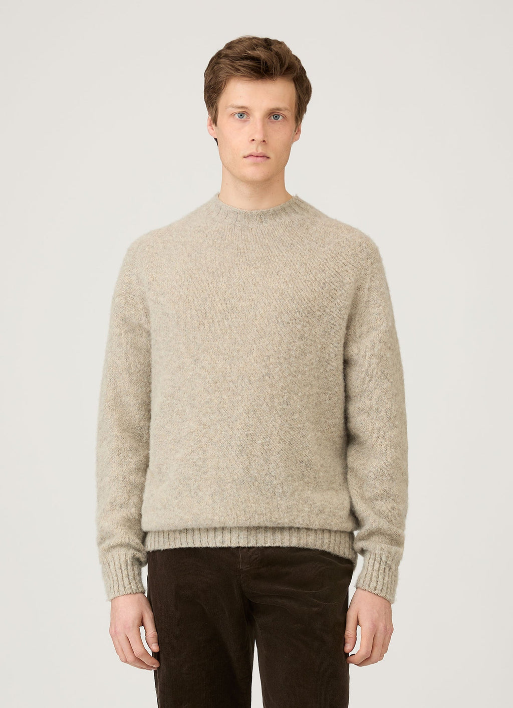 Pull Ras-du-Cou Homme en Mélange Avoine