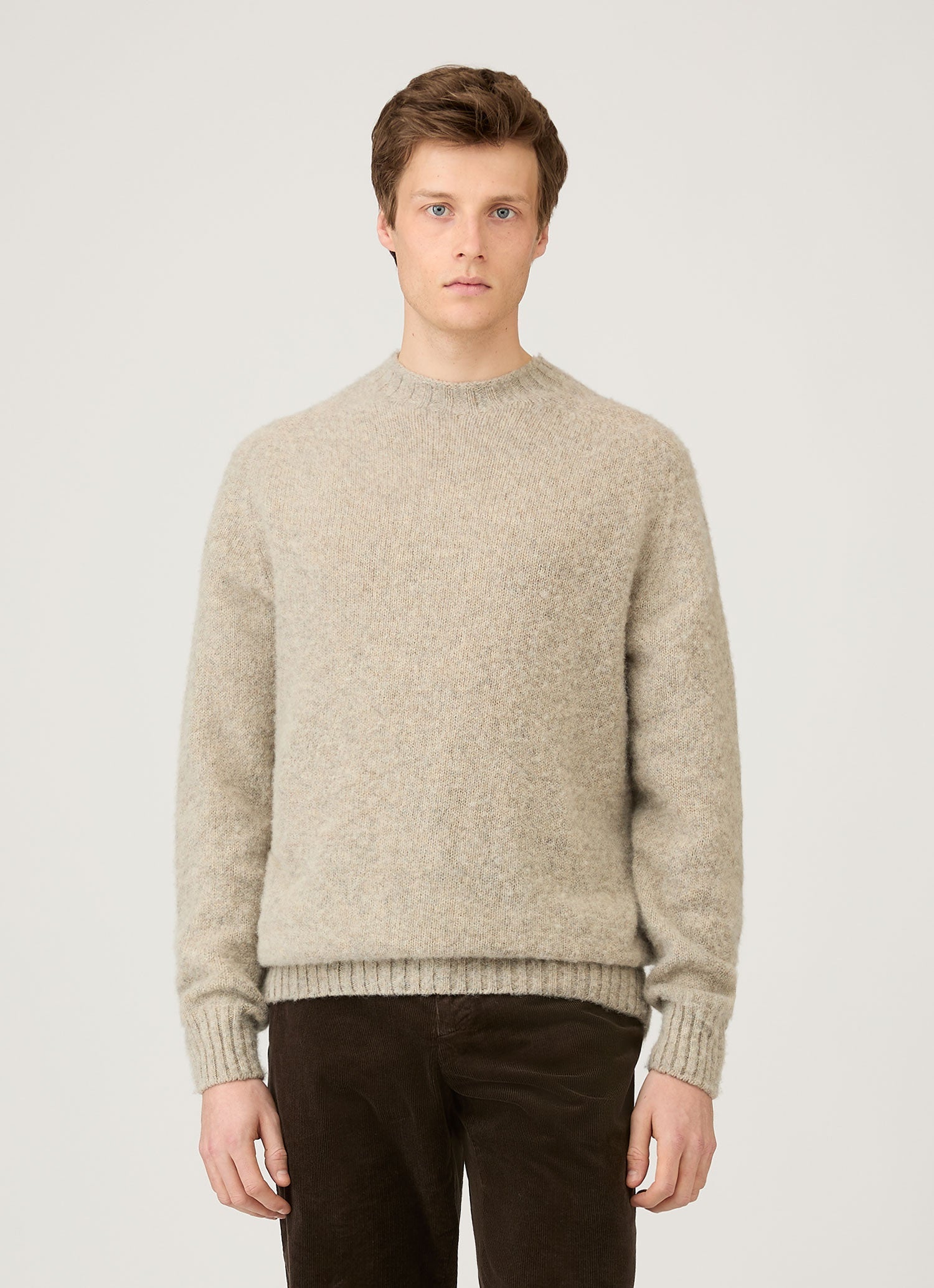 Pull Ras-du-Cou Homme en Mélange Avoine